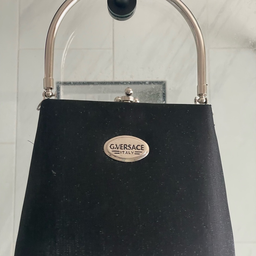 Versace Black Handbag with Silver Accents